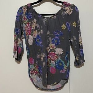 XS Lauren Conrad Blouse, Floral and Grey